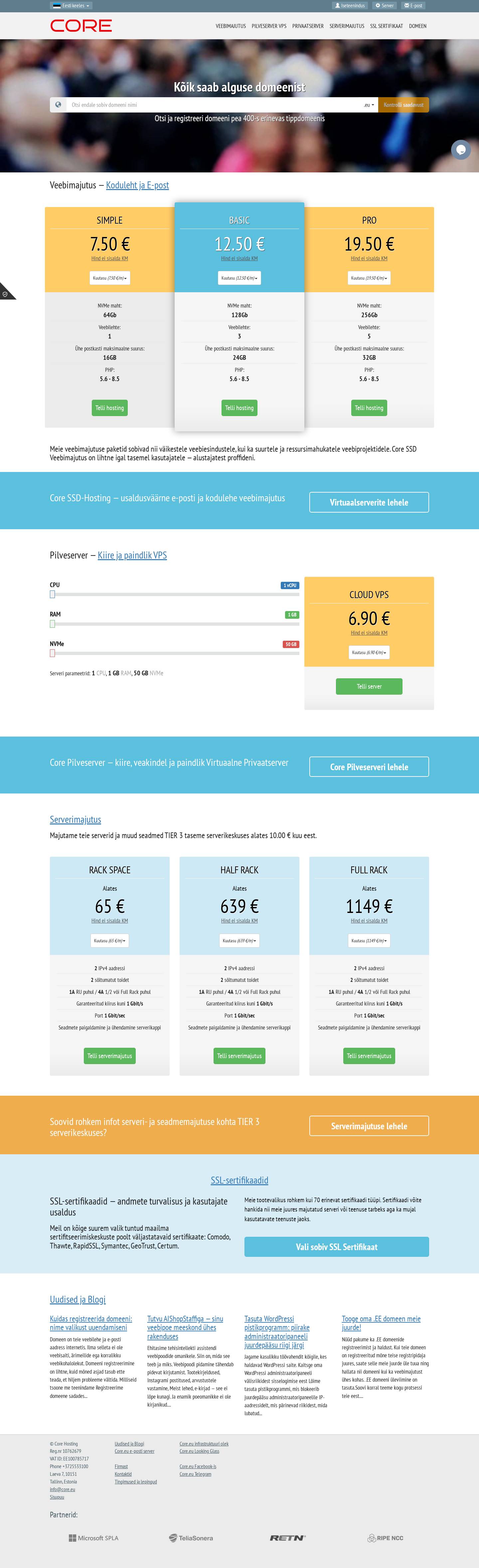 Salvestus: Core.ee - avaleht