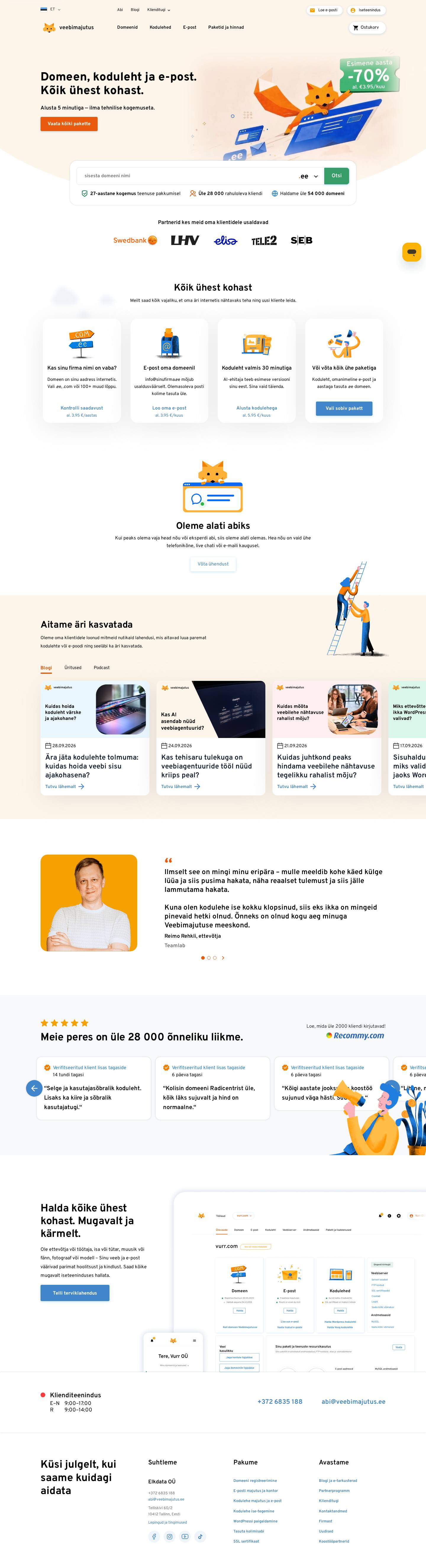 Salvestus: Veebimajutus.ee - avaleht